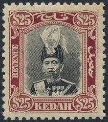 Malaiische Staaten - Kedah, 1937, Fiskalmarken 25 und 500 Dollar in ...