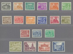 Berlin, 1949, „Berliner Bauten I“ 19 Werte komplett, wovon 17 ...