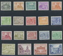 Berlin, 1949, „Berliner Bauten I“ 19 Werte komplett, davon 17 in ...