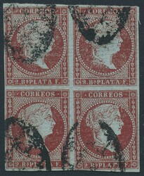 Spanisch-Westindien, 1855, „Isabella II.“ 2 R. karminrot im ...