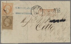 Frankreich - Post in der Levante, 1863, Napoleon Empire gezähnt, 10 ...