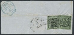 Italien - Altitalien-Modena, 1852, 2 Stück der Freimarke 5 C. in der ...