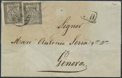 Italien - Altitalien-Parma, 1858, Wappen, 15 C. schwarz auf rosa, ...