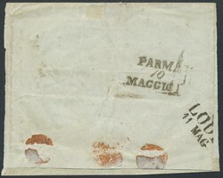 Italien - Altitalien-Parma, 1852, Wappen, 25 C. schwarz auf violett, ...
