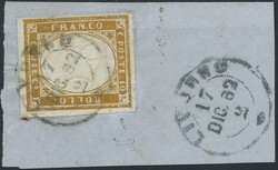 Italien - Altitalien-Sardinien, 1862, Viktor Emanuel II., 10 Cmi. ...