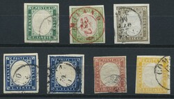 Italien - Altitalien-Sardinien, 1855, kleine gestempelte Partie von 7 ...