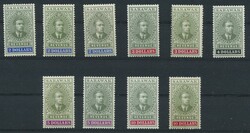 Malaiische Staaten - Sarawak, 1918, Partie von 25 postfrischen ...