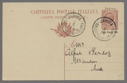 Italien - Post in der Levante, 1909, Ganzsachenkarte 20 Para auf 10 C ...