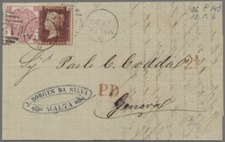 Malta - Vorläufer, 1871, Großbritannien 3 P. rosalila aus der ...