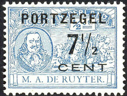P37f - postfrisse 7½ op ½ cent De Ruyter port met plaatfout 'Wit ...