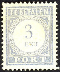 P48Aaf - ongebruikte 3 cent lichtblauw Port 1913 met foutdruk 'ENT i ...