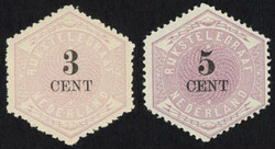 TG2& TG3 - ongebruikte 3 & 5 cent lila en zwart Telegram 1879, pr.ex. ...