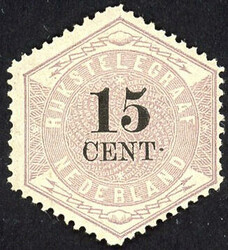 TG5 - ongebruikte 15 cent lila en zwart Telegram 1877, zwart puntje ...