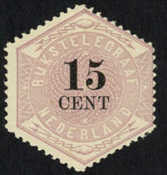 TG5 - ongebruikte 15 cent lila en zwart Telegram 1877, gedecentreerd ...