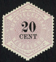 TG6 - ongebruikte 20 cent lila en zwart Telegram 1877, luxe ex. met ...
