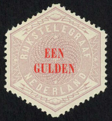 TG11 - ongebruikte 1 gulden lila en rood Telegram 1877, pr.ex. met ...