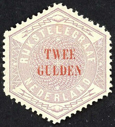 TG12 - ongebruikte 2 gulden lila en rood Telegram 1877, pr.ex. met ...