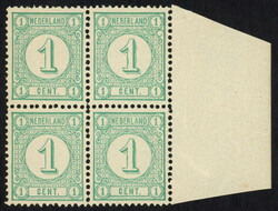 31P3 - postfris in randblok van 4 met plaatfout 'Gebroken krul', gom ...