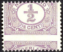 50 - postfrisse ½ cent lila Cijfer 1899 en grote misperforatie, pr.ex