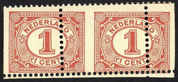 51 - ongebruikte 1 cent rood Cijfer 1899 in hor. paar met ...