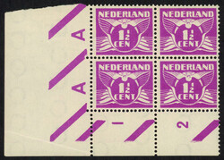 171Af - postfris in hoekrandblok van 4 met plaatfout 'Gedeeltelijk ...