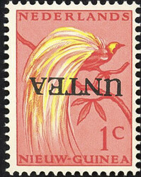 1f - postfrisse 1 Cent UNTEA 1962 met variëteit 'Kopstaande opdruk', ...