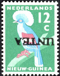 6f - postfrisse 12 Cent UNTEA 1962 met variëteit 'Kopstaande opdruk' ...