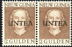 19 - postfrisse 2 Gulden UNTEA 1962 in paar met 'Spiegeldruk' op ...