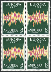 71 - MNH 8 Pesetas Europa Cept 1972 in bloc of 4, catw. € 160