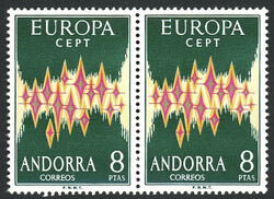 71 - MNH 8 Pesetas Europa Cept 1972 in horizontal pair, catw. € 80