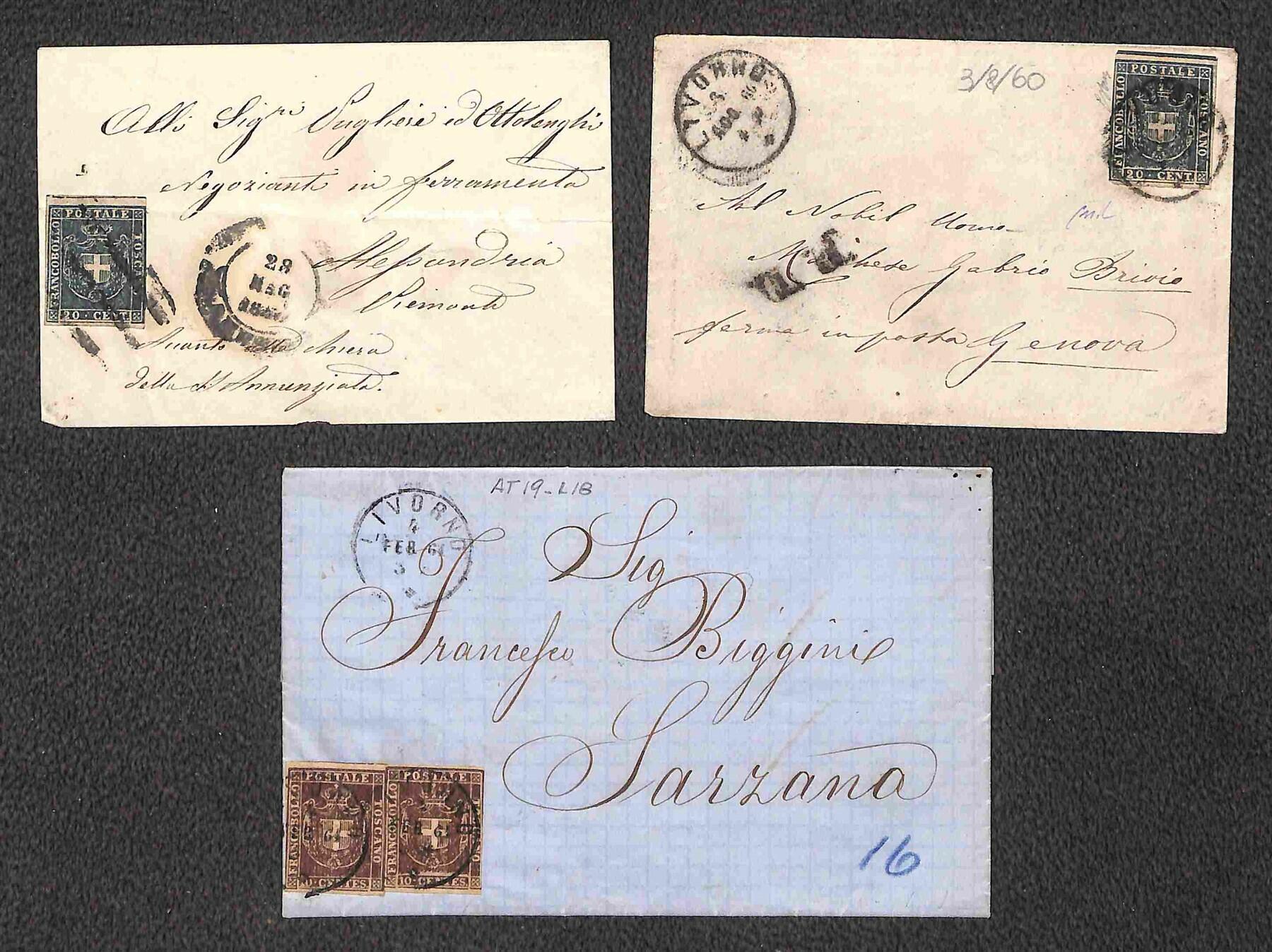 TOSCANA - Piccolo insieme di tre lettere affrancate del periodo di ...