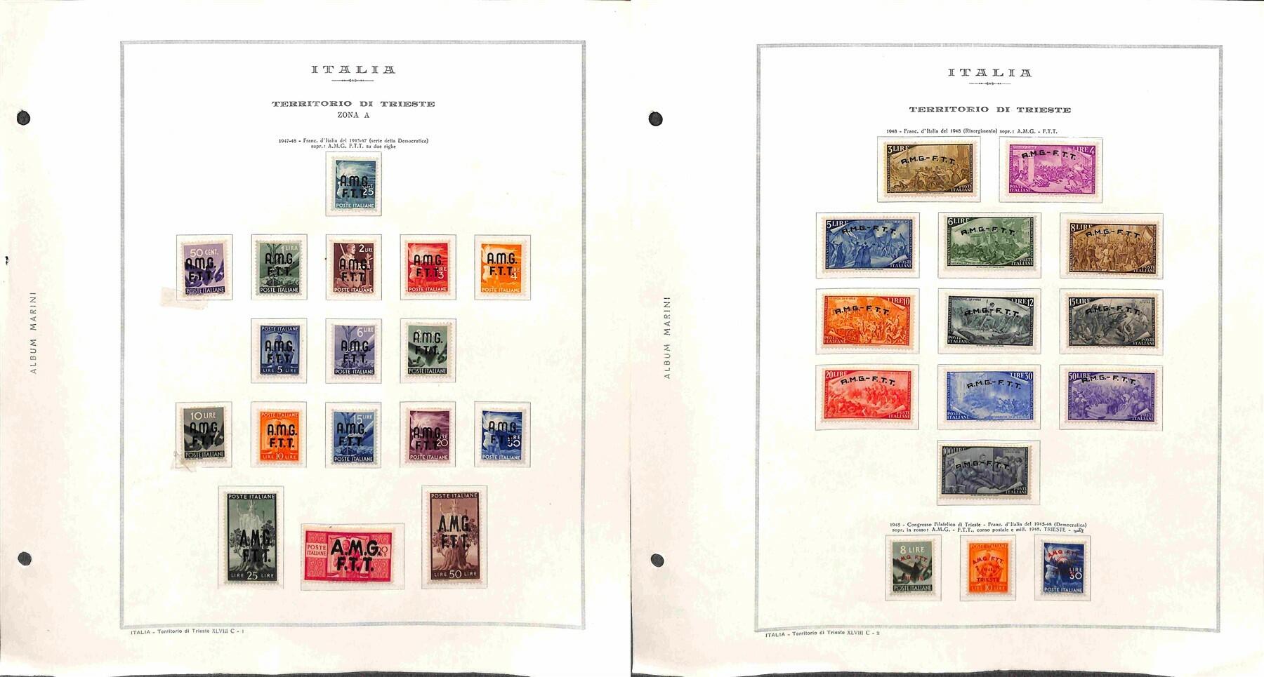 TRIESTE A.M.G.-F.T.T. - 1947/1954 - Collezione avanzata del periodo ...