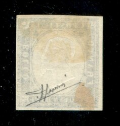 1863 c.15 azzurro grigio scuro (11f) nuovo con gomma originale, cert. ...
