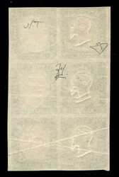 1863 - Blocco di sei del 15 cent (11n + 11na) con i tre esemplari di ...