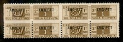 1949/1953 Quartina del 1 lira Pacchi Postali (13q) con esemplari ...
