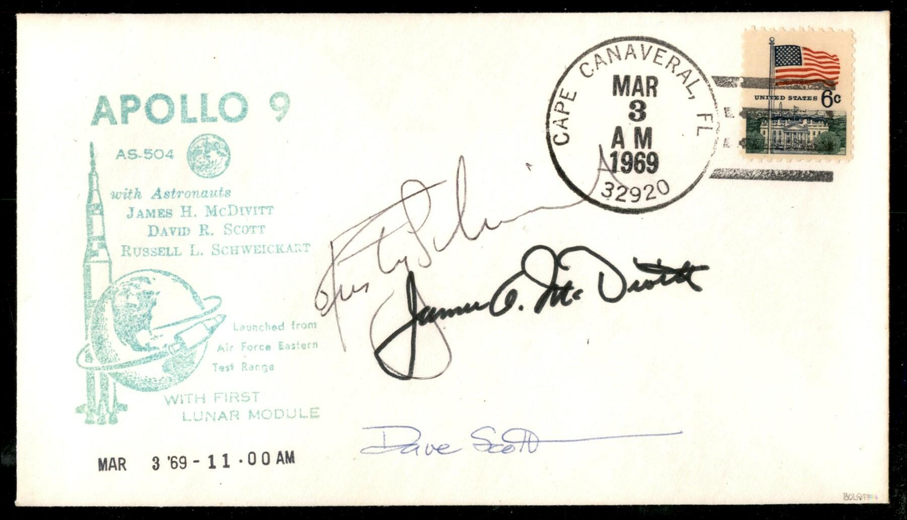 1969 - Apollo 9 - busta commemorativa della missione con annullo Cape ...