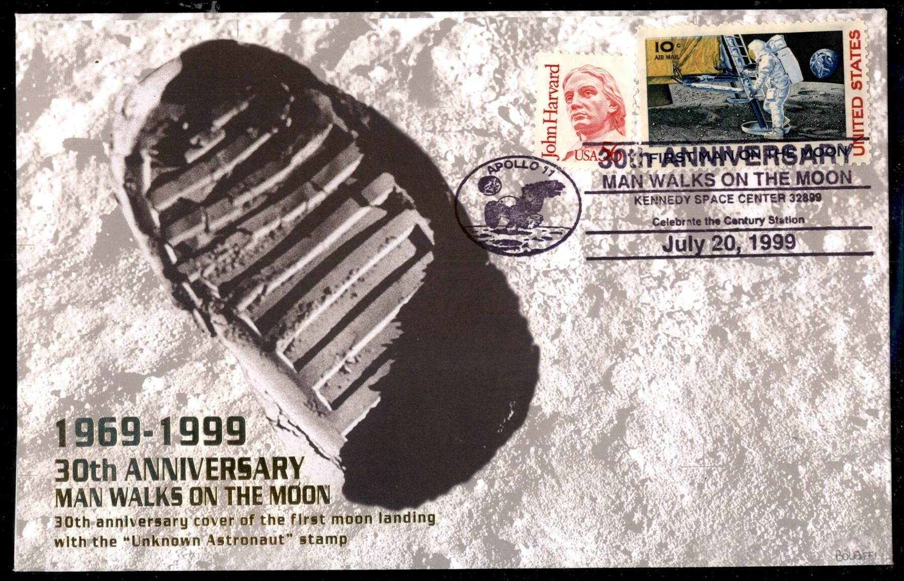 1999 - 30 Th Anniversario Uomo sulla Luna - busta affrancata con 10 ...