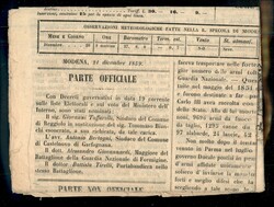Giornale "GAZZETTA DI MODENA" del 21 dicembre 1859 con segnatasse k.2 ...