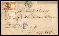 Lettera da Napoli per Roma via di terra 4 porti affrancata con 5 gr. ...