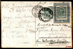 Cartolina affrancata con due 5 cent Leoni (81) uno montato su ...