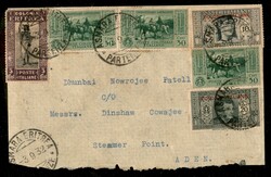 Busta affrancata con 10 cent + 20 cent Dante Alighieri (11 + 13) + ...