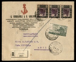 S. Francesco 20 cent (27) + striscia di tre del 55 cent Pittorica ...