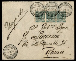 Kalymno (Egeo)/Poste Italiane 1.9.13 - striscia di tre del 5 cent ...