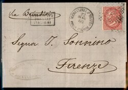 Lettera affrancata con 40 cent V. Emanuele II (T20) da Alessandria ...