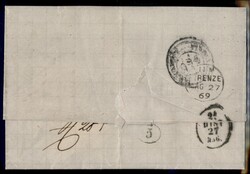 Lettera affrancata con 40 cent V. Emanuele II (T20) da Alessandria ...