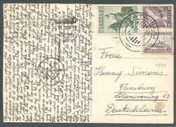 CARTOLINA - Grecia - 1939 Cartolina per via aerea da Atene per ...