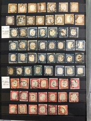 Sardegna - 1855-63 Lotto voluminoso composto da oltre 100 francobolli ...