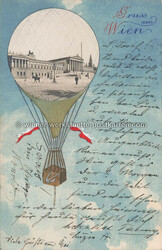 Prägekarte - Wien Ballon Collage - 1902 Zustand I-II, ...