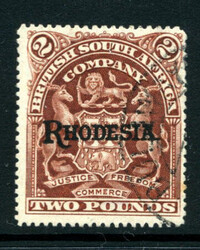 RHODESIA: Sc.#100 O VF, used, CHOICE! Signed. Scott #100, Value $330
