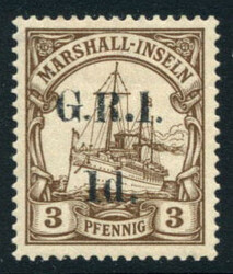 NEW BRITAIN: Sc.#30c * "GRI & 1" with straight top, XF, OG, EXTREMELY ...